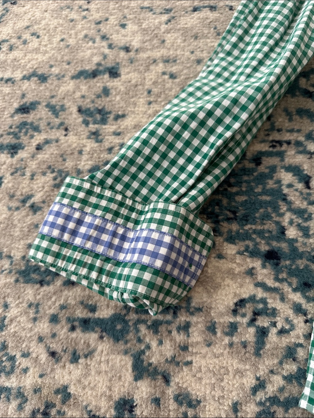 Brooks Brothers green & white checked shirt w/ blue & white check - Picture 3 of 10